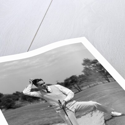 1930s 1940s Man Golfer Sand Trap Scratching His Head by Anonymous