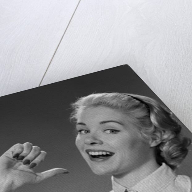 1950s 1960s Woman Housewfe In Apron Proudly Pointing At Herself With Thumb by Anonymous