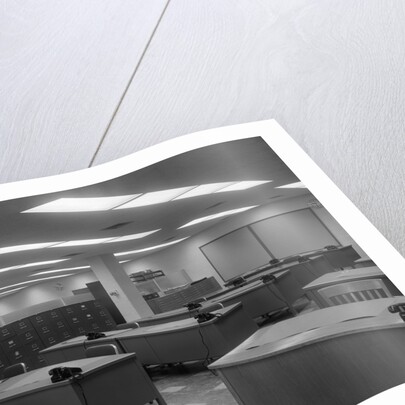 1950s 1960s Office With Desks Black Phones And File Cabinets by Anonymous