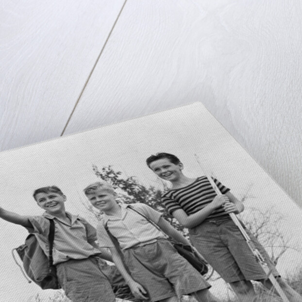 1940s Three Boys Hiking Field by Anonymous