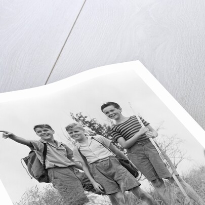 1940s Three Boys Hiking Field by Anonymous