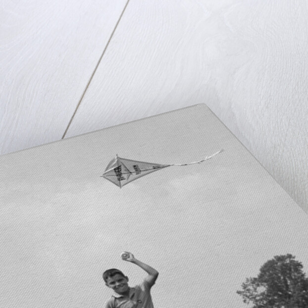 1960s Boy Running Flying Kite by Anonymous