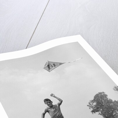 1960s Boy Running Flying Kite by Anonymous