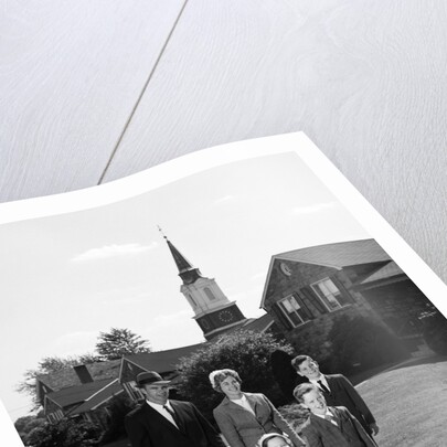 1960s Family Walking From Church On Suburban Sidewalk by Anonymous