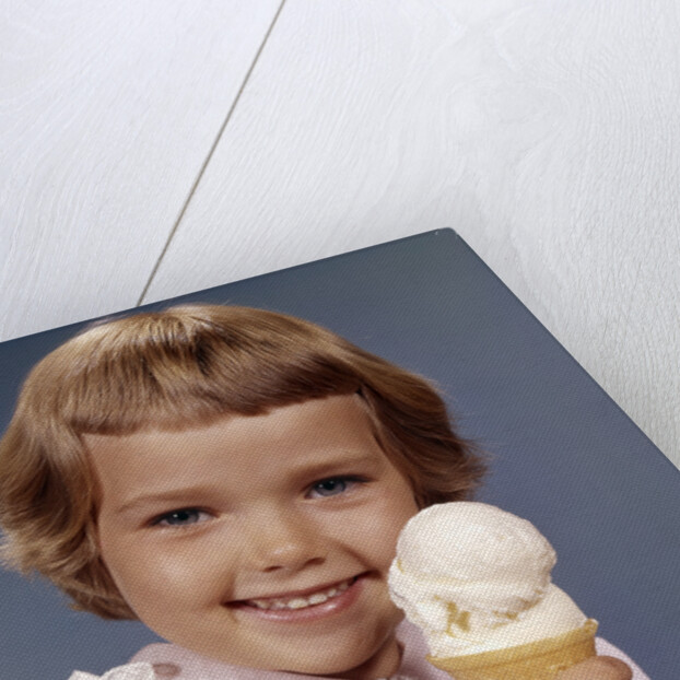 1960s Retro Girl Ice Cream Cone Smile by Anonymous