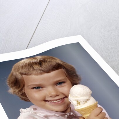 1960s Retro Girl Ice Cream Cone Smile by Anonymous