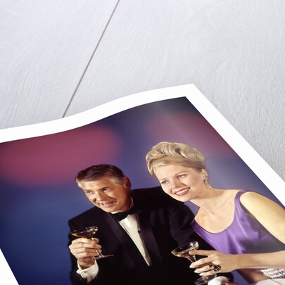 1960s 1970s Couple In Formal Tuxedo And Evening Dress Toasting With Champagne Glasses by Anonymous