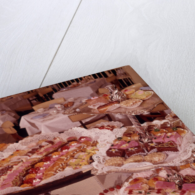 1950s 1960s Dessert Buffet Pastries Petit Fours Pink Sweet Cakes by Anonymous