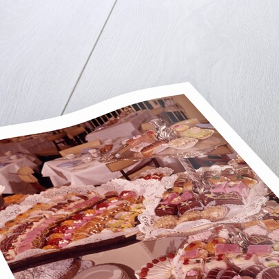 1950s 1960s Dessert Buffet Pastries Petit Fours Pink Sweet Cakes by Anonymous