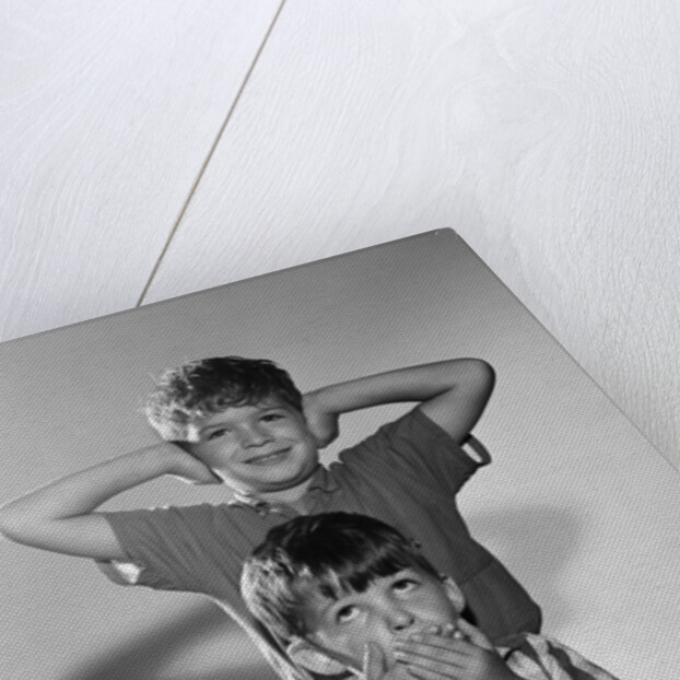 1960s Portrait Of 3 Boys Miming Hear See Speak No Evil by Anonymous