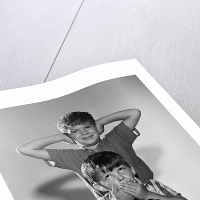 1960s Portrait Of 3 Boys Miming Hear See Speak No Evil by Anonymous