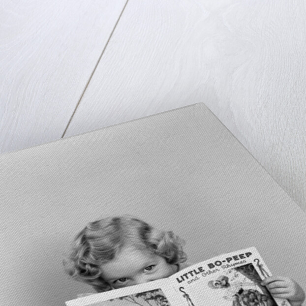 1940s Little Girl Peeking Over Top Of Little Bo-Peep Nursery Rhyme Book by Anonymous