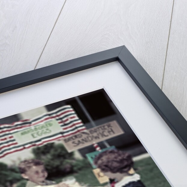 1950s Girls And Boys In Business With A Lemonade And Snack Food Stand On The 4th Of July by Anonymous