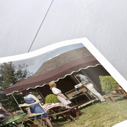 1960s Two Teenaged Couples Having Barbecue In Suburban Backyard by Anonymous