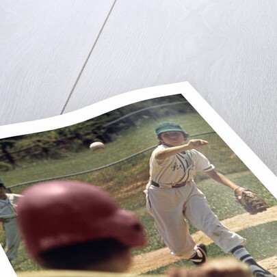 1970s Little League Baseball Game Boy Pitcher Throwing Ball To Batter by Anonymous