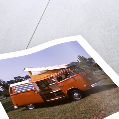 1970s Orange and White Volkswagen Bus Westfalia Motor Home by Anonymous