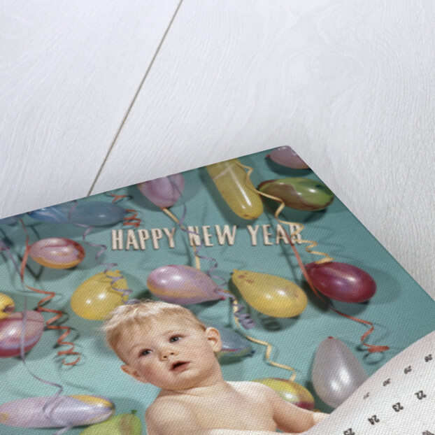 1960s New Year Baby Turning Calendar Page by Anonymous