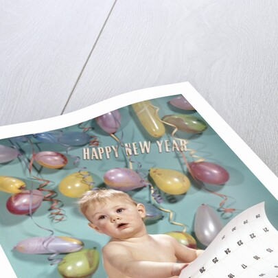 1960s New Year Baby Turning Calendar Page by Anonymous
