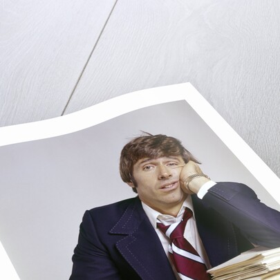 1970s Business Man Exhausted Expression Hand To Face Leaning On Pile Paperwork by Anonymous
