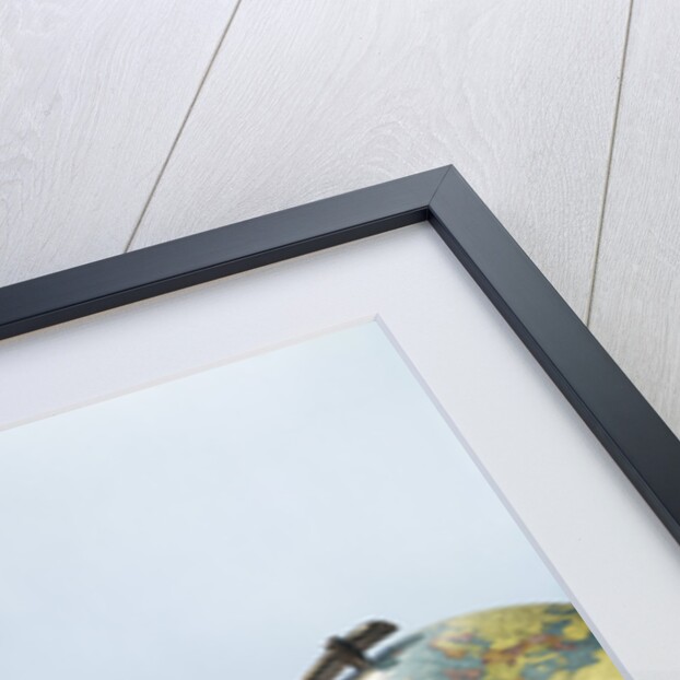1960s Portrait Man Businessman Sitting At Desk Next To Globe Of The Earth by Anonymous
