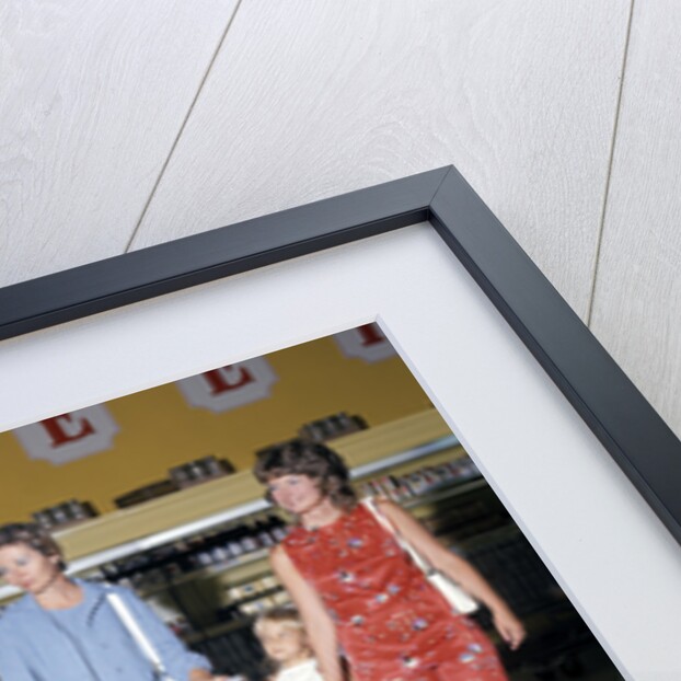 1970s Two Women Small Girl Walking Down Supermarket Grocery Store Aisle Woman Pushing Cart by Anonymous