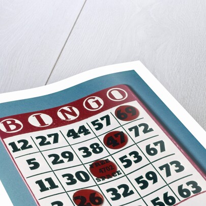 1960s Bingo Card With Red Markers In A Winning Game by Anonymous