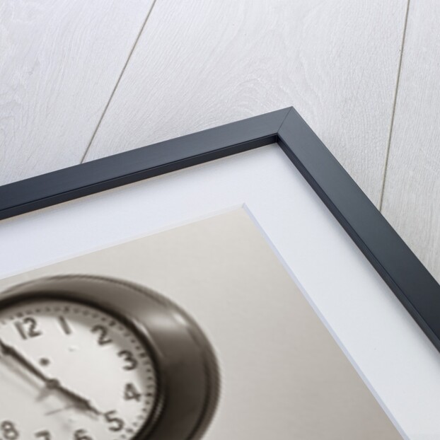 1950s Woman Holding Steno Pad Pointing With Pencil To Clock 5 Minutes Till Quitting Time by Anonymous