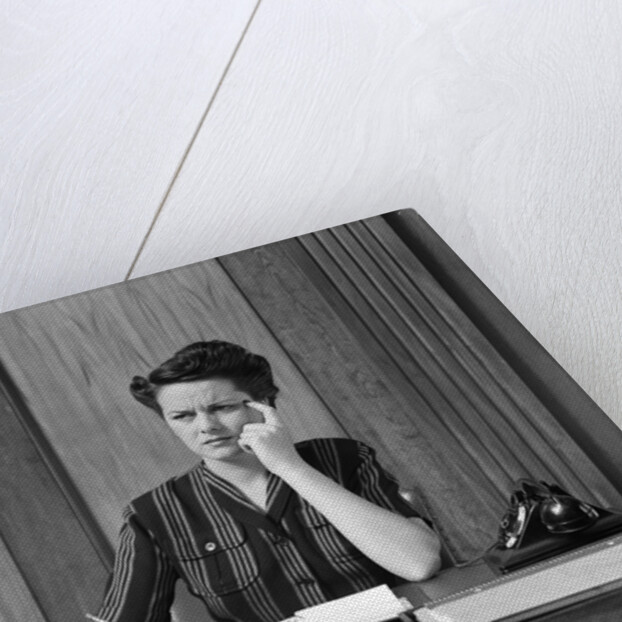 1940s Worried Woman Businesswoman Executive At Desk Thinking by Anonymous