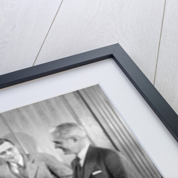 1930s Office Group Four Men One Woman Boss Smoking Cigar Talking Meeting Fifth Man by Anonymous