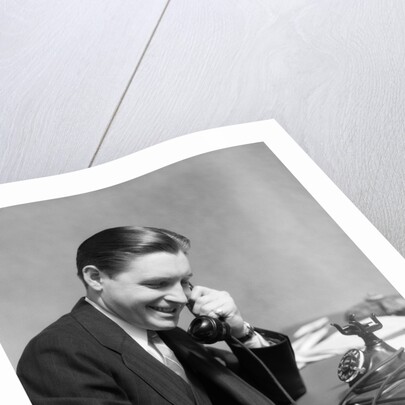 1930s Business Man On Telephone In Office Writing by Anonymous