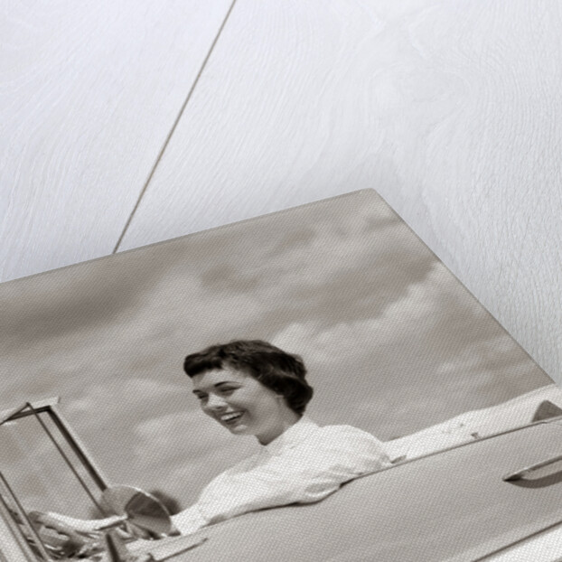 1950s Woman Driving Chevrolet Convertible Automobile by Anonymous