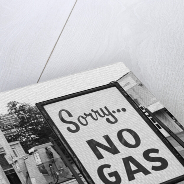 1970s 1973 Sorry No Gas Sign Beside Gas Pumps At Service Station Due To Opec Oil Crisis by Anonymous