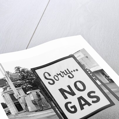 1970s 1973 Sorry No Gas Sign Beside Gas Pumps At Service Station Due To Opec Oil Crisis by Anonymous
