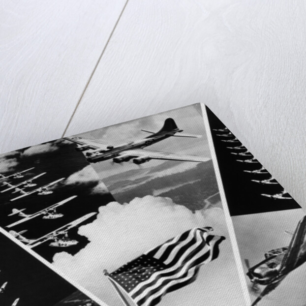 World War II Victory In The Air Montage In Shape Of V American Flag In Center by Anonymous