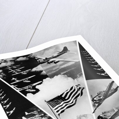 World War II Victory In The Air Montage In Shape Of V American Flag In Center by Anonymous