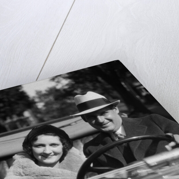 1930s Family Portrait Man Father Woman Mother Boy Son Riding In Convertible Automobile by Anonymous