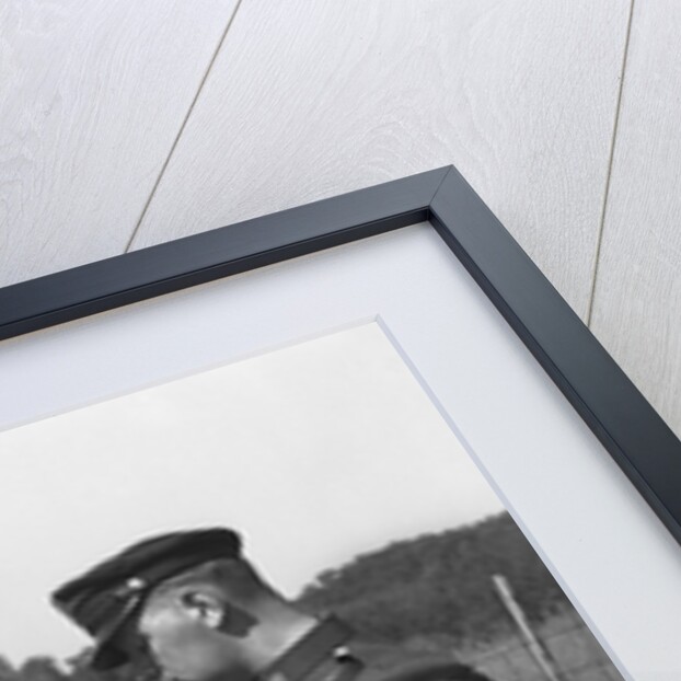 1930s Couple In Convertible Coupe Stopped By Motorcycle Cop Checking License Of Driver by Anonymous