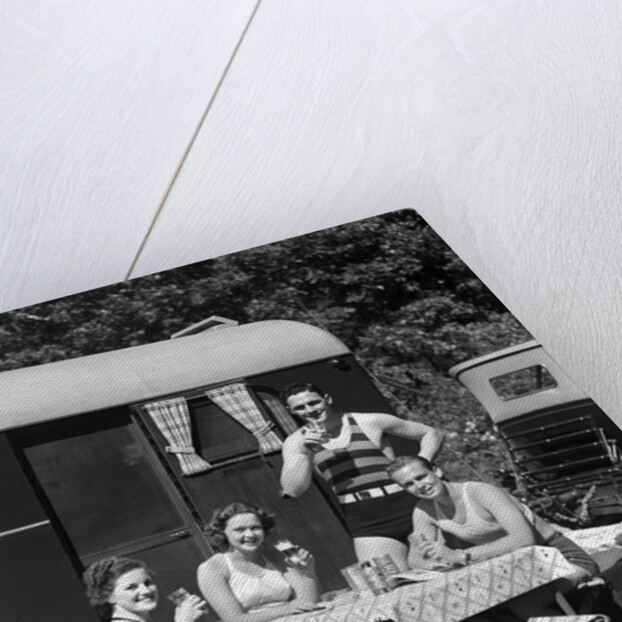 1940 1940s Men Women Couples Camping Trailer Picnic Vacation Lunch by Anonymous