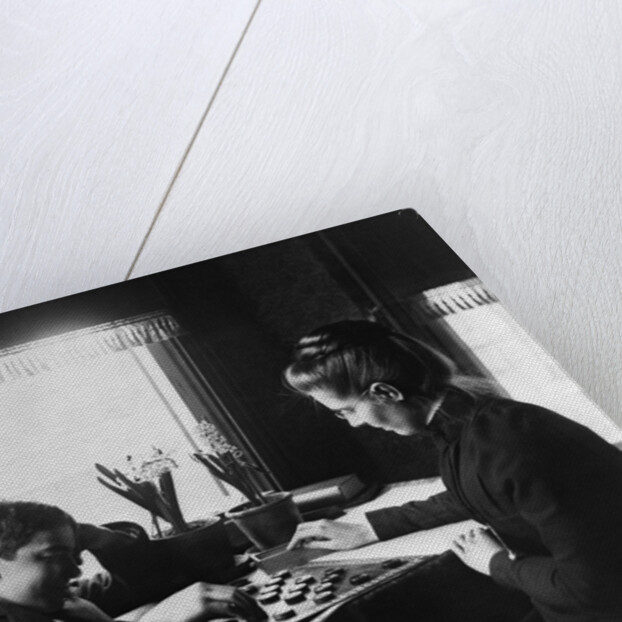 1890s 1900s Couple Playing Checkers by Anonymous