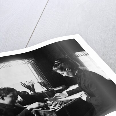 1890s 1900s Couple Playing Checkers by Anonymous