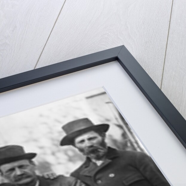 1890s 1900 Three Men With Beard Or Mustache Wearing Hats One Sitting On Barrel by Anonymous