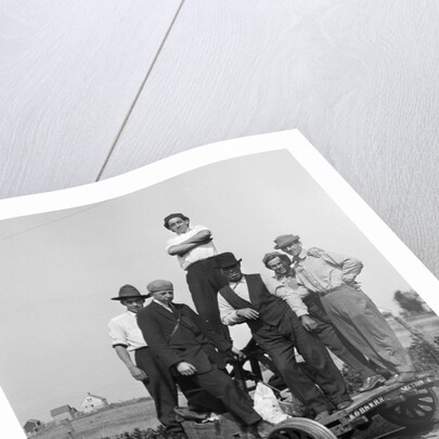1890s 1900s Portrait Men Railroad Workers Standing On Handcar Outdoor by Anonymous