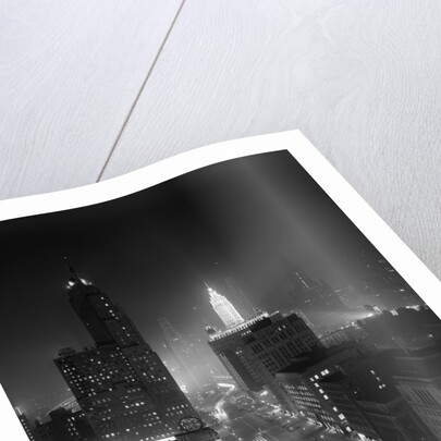 1950s Night Aerial Chicago Illinois Looking Down On Michigan Avenue by Anonymous