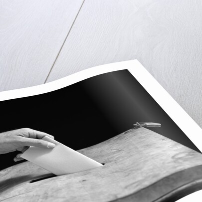 1930s 1940s Male Hand Dropping Paper Ballot In Voting Box by Anonymous