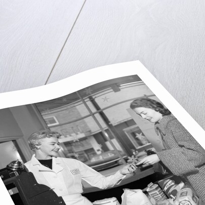 1950s Woman Grocery Store Checkout Female Cashier by Anonymous