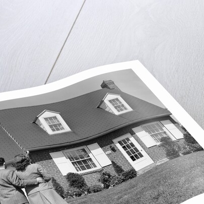 1940s Couple Looking At House by Anonymous