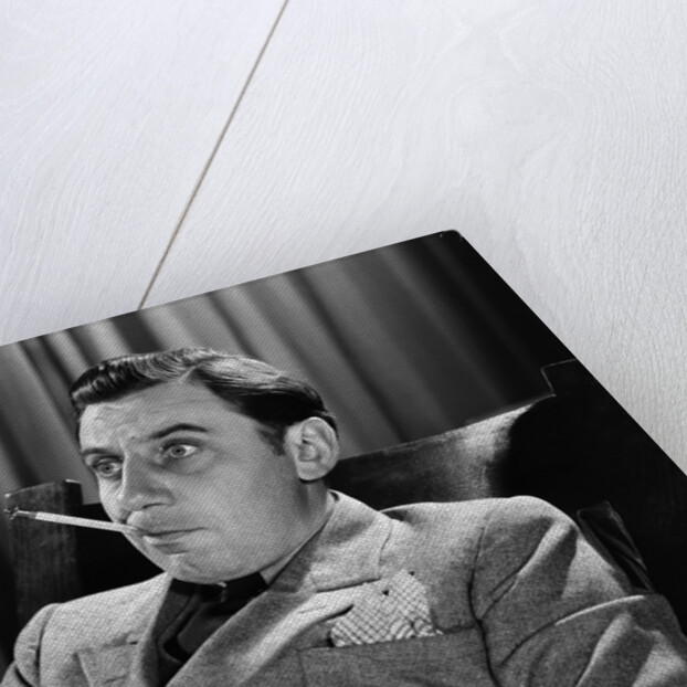 1930s Bug-Eyed Man With Thermometer In Mouth by Anonymous