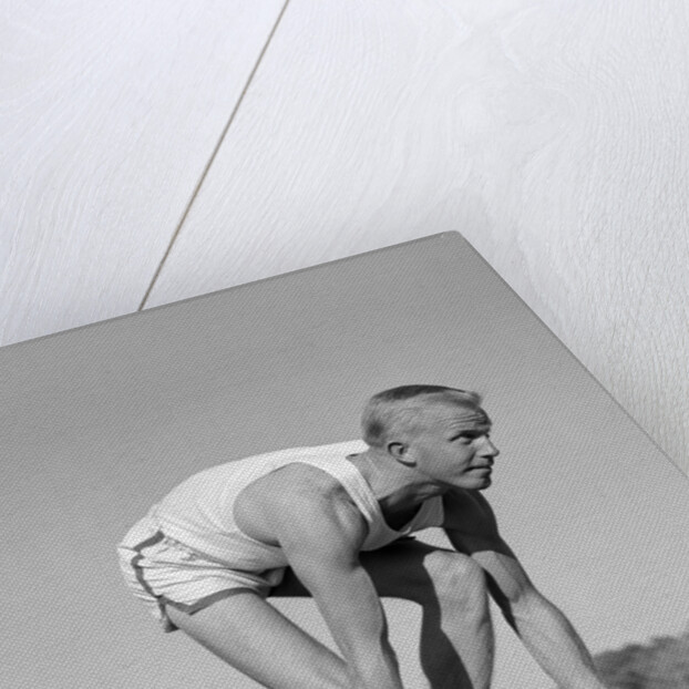 1960s Man Sprinter Runner At The Starting Line For Foot Race Outdoor by Anonymous