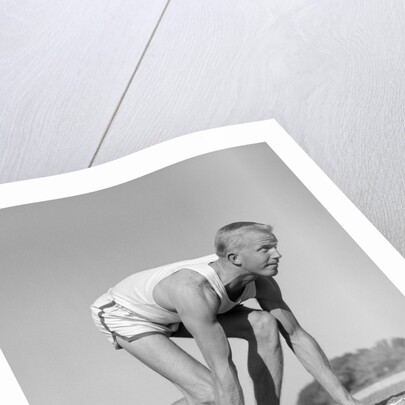 1960s Man Sprinter Runner At The Starting Line For Foot Race Outdoor by Anonymous