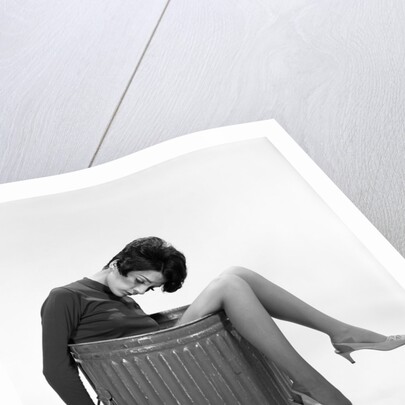 1960s Young Woman In Trash Can by Anonymous